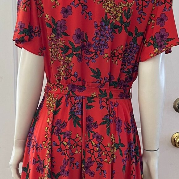 Nanette Lepore Terracotta Futter Sleeve Pintuck Floral Print Shirtdress Sz 14 - Picture 7 of 9